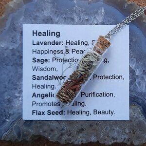 Healing Spell Bottle Necklace - Manifest Magic Spell Reiki Energy Gift Empath